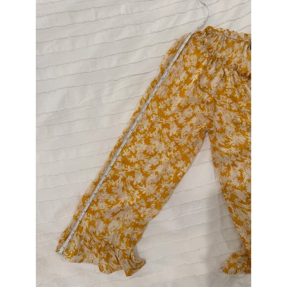 Vici Floral Long Sheer Blouse Women’s Medium Mustard Yellow Cottagecore Coquette - Picture 11 of 16